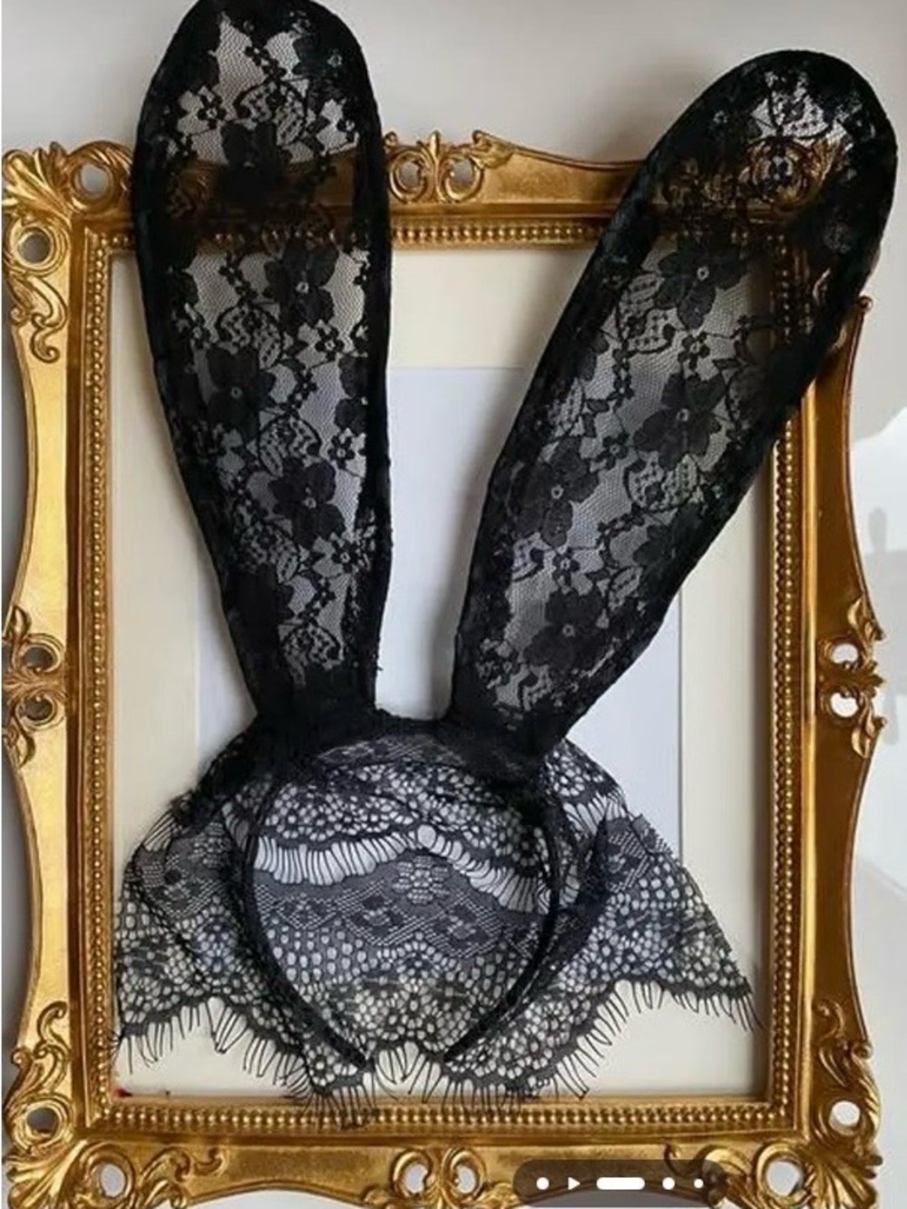 NWT Black Lace Bunny Ears With Eye Veil for Halloween Costume or Just for Fun